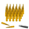 SPIKE METAL LUG NUTS GOLD  12X1.5MM 20PCS KIT W KEY