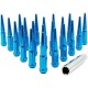 SPIKE METAL LUG NUTS 14x1.5MM BLUE 24PCS WITH KEY