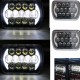 7x6/5x7 led black housing headlights with drl 105 watts pair