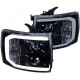 2007-2013 CHEVY SILVERADO BLACK WITH halo LED STRIP HEADLIGHTS