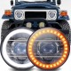 LED 7" AMBER WHITE PROJECTOR HEADLIGHTS HIGH LOW PAIR CHROME HOUSING