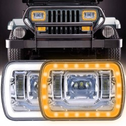 7x6 5x7 conversion headlights amber white halo switchback pair
