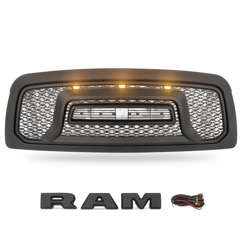 dodge ram 1500 2009-2012 rebel style grille with led amber lights