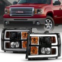 2007-2013 GMC SIERRA BLACK HOUSING C BAR HALO V2 PROJECTOR HEADLIGHTS