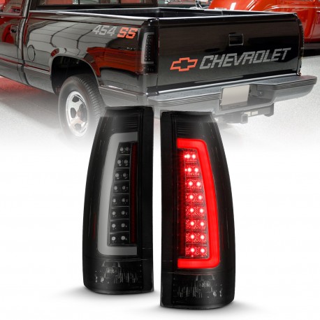 1988-1999 CHEVY C1500 LED C BAR TAILLIGHTS BLACK SMOKE TAHOE SUBURBAN