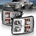 2007-2013 CHEVY SILVERADO 1500/2500 CHROME C BAR HALO PROJECTORS HEADLIGHTS