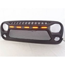 JEEP JK WRANGLER 2007-2017 FRONT MESH GRILLE WITH DRL LED AMBER LIGHTS