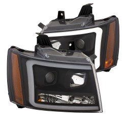 CHEVY TAHOE AVALANCHE BLACK C BAR DRL HEADLIGHTS PROJECTORS 2007-2013 AMBER WHITE