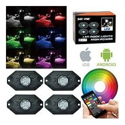 Led RGB multicolor blue tooth 4pc rock light kit