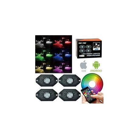 Led RGB multicolor blue tooth 4pc rock light kit