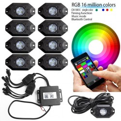 Led RGB multicolor blue tooth 8pc rock light kit