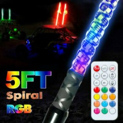 LED RGB MULTICOLOR DANCING SPIRAL  WHIP ANTENNA  5FT WITH REMOTE