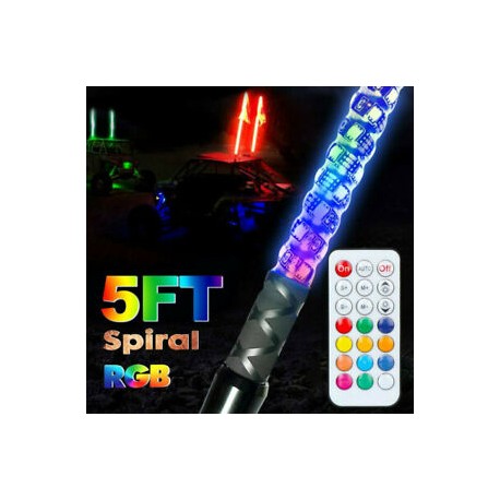 LED RGB MULTICOLOR DANCING SPIRAL  WHIP ANTENNA  5FT WITH REMOTE