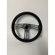 UNIVEERSAL 6 HOLE STEERING WHEEL BLACK LEATHER STYLE WITH CHROME 3 SPOKE