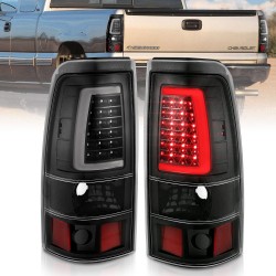 LED TAILLIGHTS 1999-2002 CHEVY SILVERADO /GMC SIERRA C BAR STYLE BLACK HOUSING WITH WHITE DRL