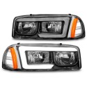 1999-2006 GMC SIERRA YUKON C BAR HALO BLACK HOUSING HEADLIGHTS