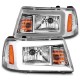 Ford Ranger 2001-2011 one piece style headlights chrome  housing with led c bar pair