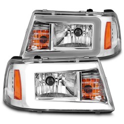 Ford Ranger 2001-2011 one piece style headlights chrome  housing with led c bar pair