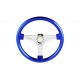 Abs blue universal chrome 3 spoke steering wheel  6 hole