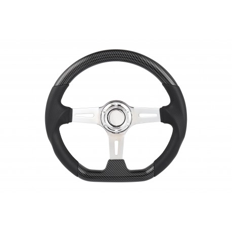UNIVERSAL STEERING WHEEL D SHAPE 350MM CARBONFIBER ABS COVER 6 HOLE
