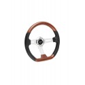 UNIVERSAL STEERING WHEEL D SHAPE 350MM WOOD ABS COVER 6 HOLE