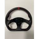 UNIVERSAL D SHAPE STYLE STEERING RED STRIPE  WHEEL BLACK CARBON WRAP NO HORN BOTTON 320MM