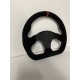 UNIVERSAL D SHAPE STEERING WHEELS 6 HOLE 320MM SUEDE WRAP WITH RED STRIPE NO HORN BOTTON