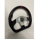 UNIVERSAL D SHAPE STEERING WHEELS 6 HOLE 320MM BLACK WRAP WITH RED  STRIPE WITH  HORN BOTTON