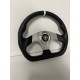 UNIVERSAL D SHAPE STEERING WHEELS 6 HOLE 320MM BLACK WRAP WITH WHITE  STRIPE WITH  HORN BOTTON