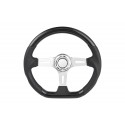 universal D shape steering wheel black with leather style 6 hole steering wheel chrome center