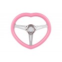 UNIVERSAL PINK HEART STEERING WHEELS 6 HOLE WITH CHROME CENTER