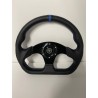 UNIVERSAL D SHAPE STEERING WHEEL 320MM BLACK WITH BLUE STRIPE WITH HORN BOTTON