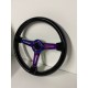 BLACK NEO CHROME STEERING WHEEL 3 SPOKE WITH 6 HOLE UNIVERSAL