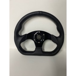 UNIVERSAL D SHAPE STEERING WHEELS 6 HOLE 320MM BLACK WRAP WITH BLK STRIPE WITH  HORN BOTTON
