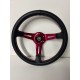 UNIVERSAL STEERING WHEELS 6 HOLE MID DEEP DISH RED SPOKES BLACK STEERING WHEEL