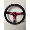 UNIVERSAL STEERING WHEELS 6 HOLE MID DEEP DISH RED SPOKES BLACK STEERING WHEEL