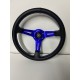 UNIVERSAL STEERING WHEELS 6 HOLE MID DEEP DISH BLUE  SPOKES BLACK STEERING WHEEL