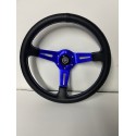 UNIVERSAL STEERING WHEELS 6 HOLE MID DEEP DISH BLUE  SPOKES BLACK STEERING WHEEL