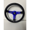 UNIVERSAL STEERING WHEELS 6 HOLE MID DEEP DISH BLUE  SPOKES BLACK STEERING WHEEL