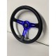 UNIVERSAL STEERING WHEELS 6 HOLE MID DEEP DISH BLUE  SPOKES BLACK STEERING WHEEL