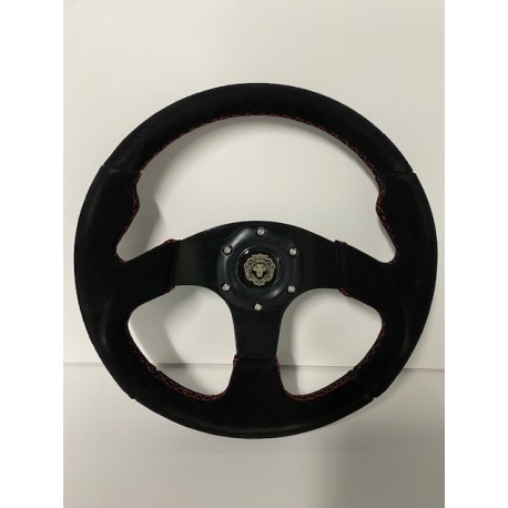 UNIVERSAL STEERING WHEELS BLACK SUEDE WITH RED STITCHING