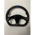 UNIVERSAL D SHAPE STEERING WHEELS 6 HOLE 320MM BLACK WRAP WITH BLUE  STRIPE WITH NO  HORN BOTTON