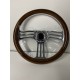 UNIVERSAL 6 HOLE WOOD STEERING WHEEL WITH 3 SPOKE CHROME CENTER