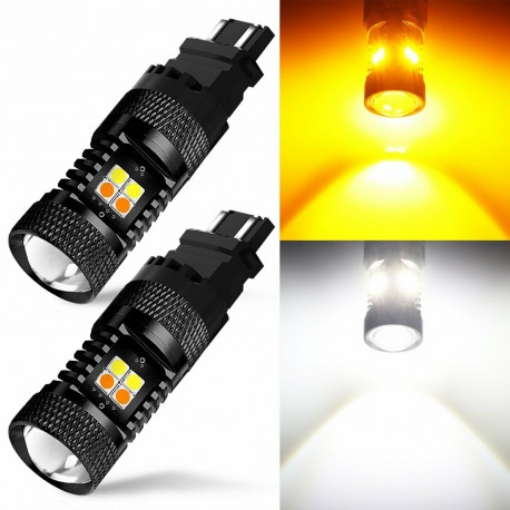 LED 3157 SWITCHBACK WHITE AMBER  BULBS HIGH POWER PAIR 33 LEDS