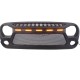 MATT BLACK JEEP JK WRANGLER FRONT MESH STYLE GRILLE WITH AMBER DRL LIGHTS REPLACEMENT