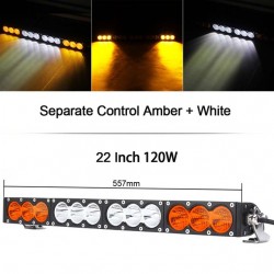 LED LIGHT BARS T6 MODEL 120 WATTS 22" AMBER WHITE 14400 LUMENS CREE CHIPS