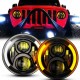 Gen 2 Black Housing Jeep 7" High/Low Headlamps 30 Watts /75 With White Amber Fits Hummer FJ Cruiser