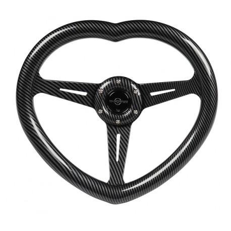 PURPLE HEART 320MM DEEP DISH CHROME 3 SPOKE STEERING WHEEL