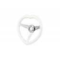 WHITE HEART 320MM DEEP DISH CHROME 3 SPOKE STEERING WHEEL