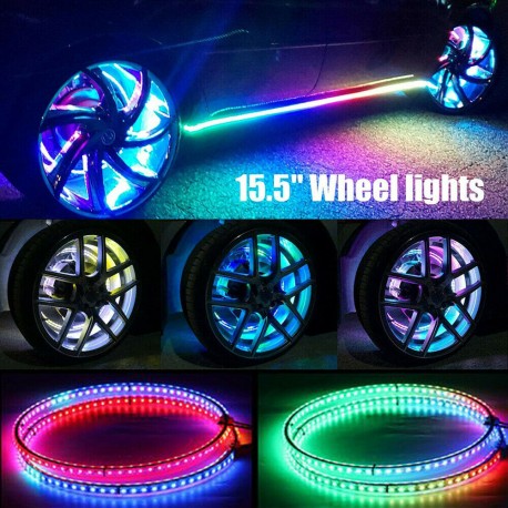 LED WHEEL RINGS RGB BLUETOOTH MULTI COLOR SET OF 4 15.5"